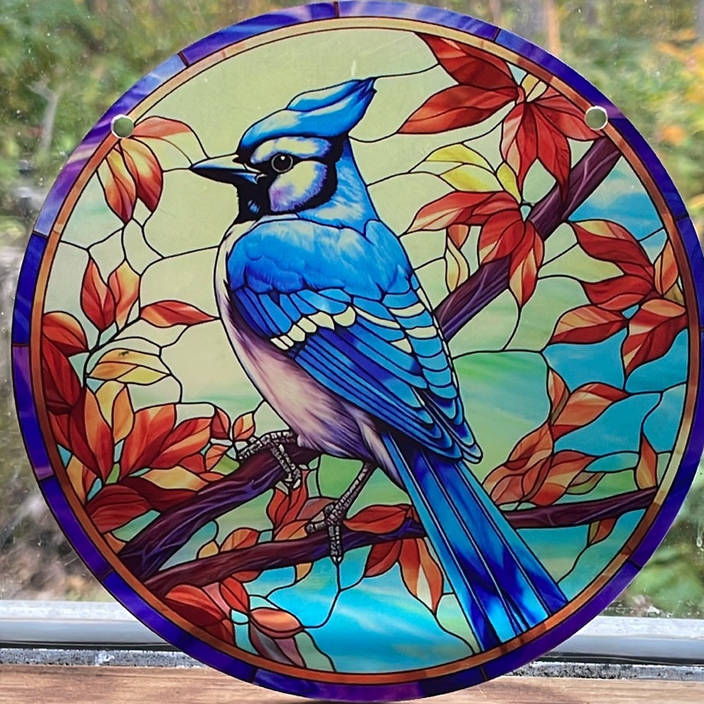 Suncatcher Blue Jay Acrylic Fall Thanksgiving Holiday Christmas Gift New Decor